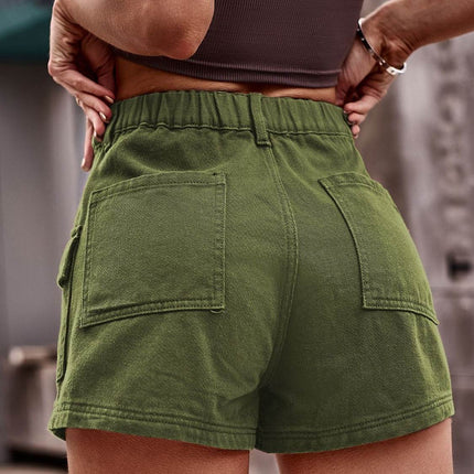 High Waist Denim Shorts with Pockets - MimiStylez
