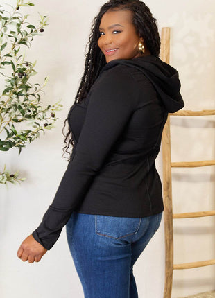 Culture Code Full Size Exposed Seam Long Sleeve Hoodie - MimiStylez