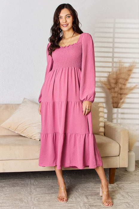 Culture Code Full Size Ruffle Trim Smocked Tiered Dress - MimiStylez