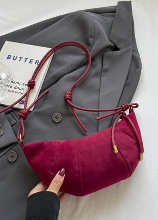 PU Leather Strap Suede Shoulder Bag - MimiStylez