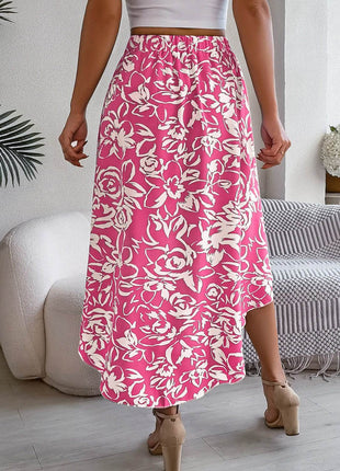 High-Low Printed High Waist Skirt - MimiStylez