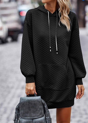 Textured Drawstring Tunic Hoodie - MimiStylez