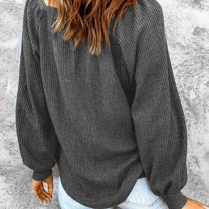 Square Neck Waffle-Knit Top - MimiStylez