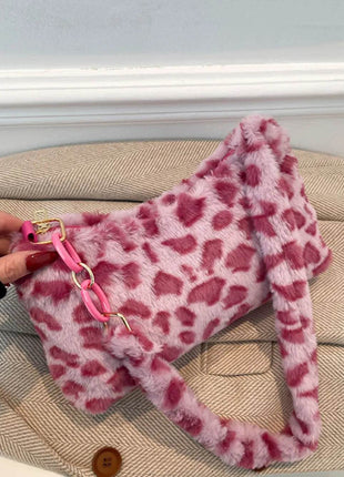 Leopard Fluff Shoulder Bag - MimiStylez