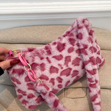 Leopard Fluff Shoulder Bag - MimiStylez