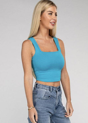 Cotton Square Neck Cropped Cami Top - MimiStylez