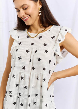 Heimish Shine Bright Full Size Butterfly Sleeve Star Print Top - MimiStylez