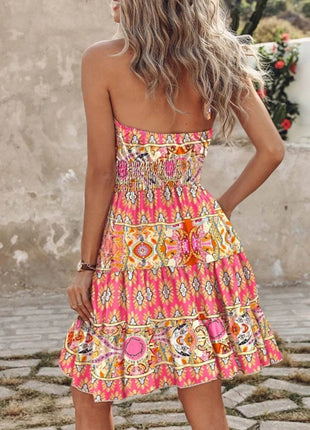 Paisley Print Halter Neck Mini Dress - MimiStylez