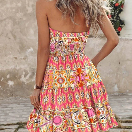 Paisley Print Halter Neck Mini Dress - MimiStylez