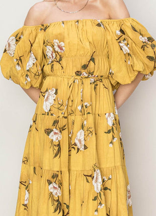 HYFVE Floral Puff Sleeve Tiered Dress - MimiStylez