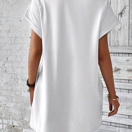 Round Neck Short Sleeve Mini Dress - MimiStylez