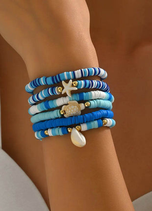 6-Piece Ceramic Beaded Shell Bracelet - MimiStylez