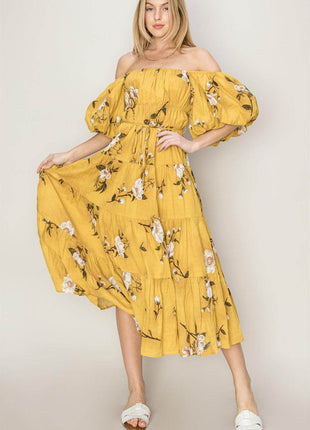 HYFVE Floral Puff Sleeve Tiered Dress - MimiStylez