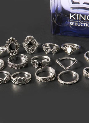 15 Piece Alloy Vintage Ring Set - MimiStylez