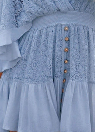 Lace Cutout Half Sleeve Mini Dress - MimiStylez