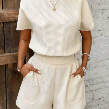 Round Neck Short Sleeve Top and Shorts Set - MimiStylez