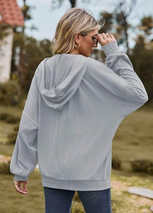 Cable-Knit Long Sleeve Hooded Jacket - MimiStylez