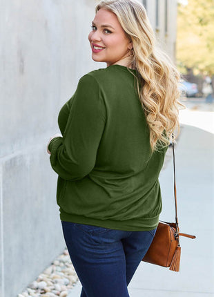 Basic Bae Full Size V-Neck Lantern Sleeve Blouse - MimiStylez