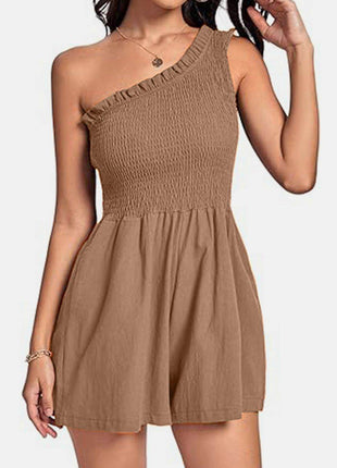 Smocked Single Shoulder Romper - MimiStylez