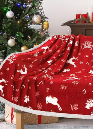 Christmas Printing Double Layer Thickened Fleece Cover Blanket