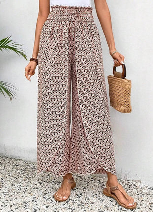 Tied Printed Wide Leg Pants - MimiStylez
