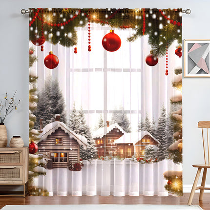 1PC Festive Christmas Printed Curtains