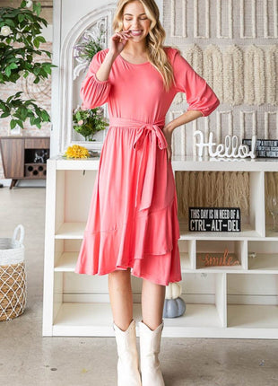 Reborn J Tie Front Ruffle Hem Dress - MimiStylez