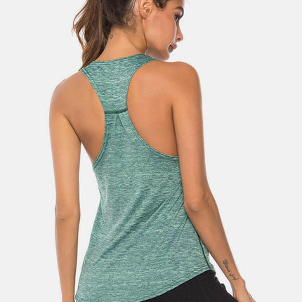 Full Size Scoop Neck Wide Strap Active Tank - MimiStylez