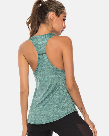 Full Size Scoop Neck Wide Strap Active Tank - MimiStylez
