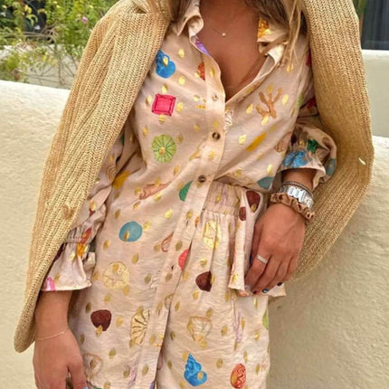 Colorful Print Shirt and Shorts Matching Set - MimiStylez