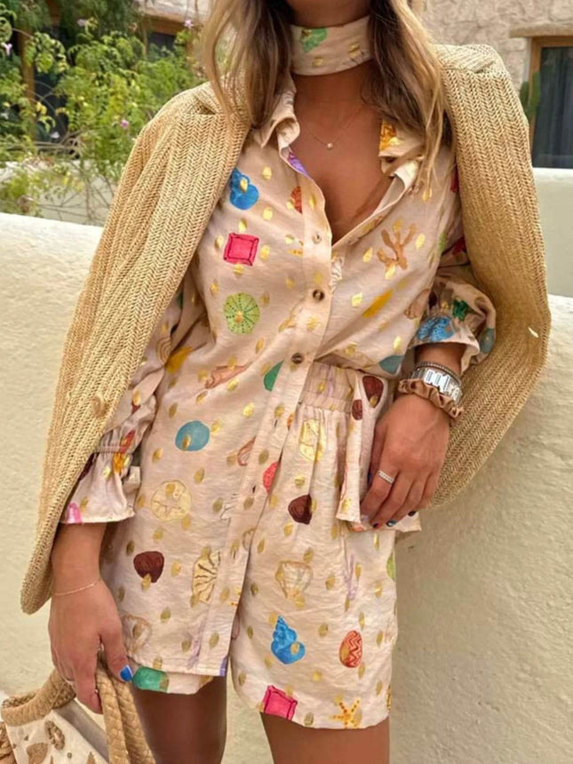 Colorful Print Shirt and Shorts Matching Set - MimiStylez