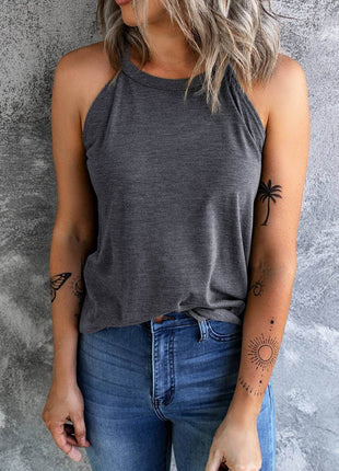 Curved Hem Grecian Tank Top - MimiStylez