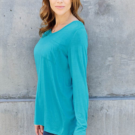 Basic Bae Full Size V-Neck Long Sleeve Top - MimiStylez