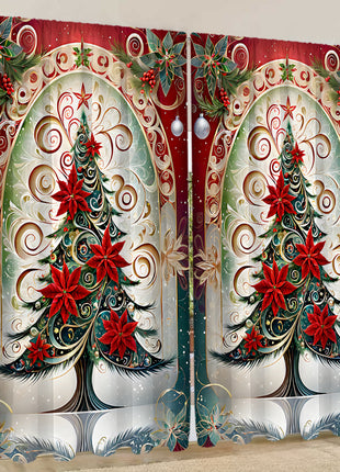 2PCs European Curtain Christmas Series