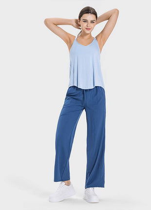 Slit Spaghetti Strap Scoop Neck Active Cami - MimiStylez