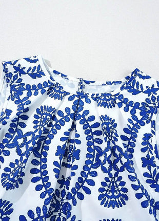 Printed Crew Neck Sleeveless Top - MimiStylez