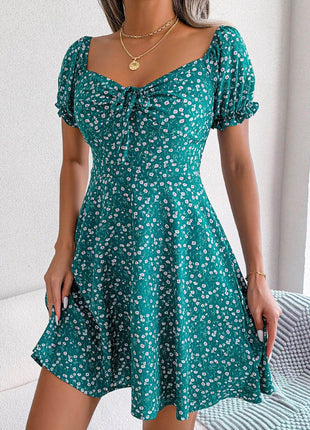 Ditsy Floral Drawstring A-Line Dress - MimiStylez