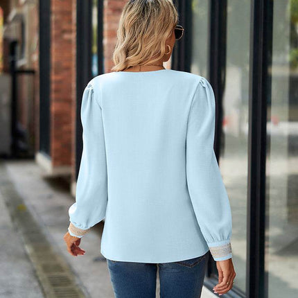 V-Neck Long Sleeve Blouse - MimiStylez