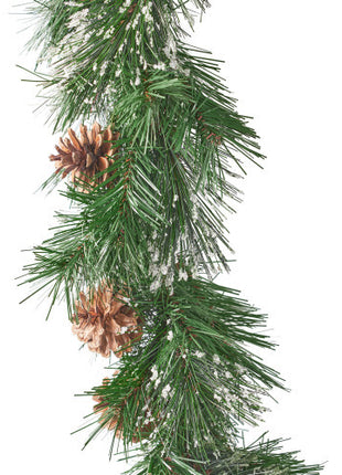 9FT Christmas Garland With 20 Pine Cones And 50 Warm White LED Lights