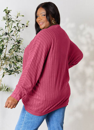 Basic Bae Full Size Ribbed Cocoon Cardigan - MimiStylez