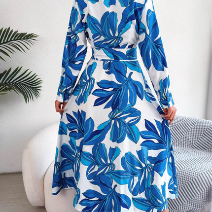Tied Button Up Long Sleeve Dress - MimiStylez