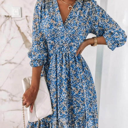 Full Size Ruffled Hem Floral Dress Plus Size - MimiStylez