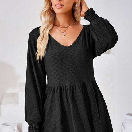 V-Neck Lantern Sleeve Blouse - MimiStylez