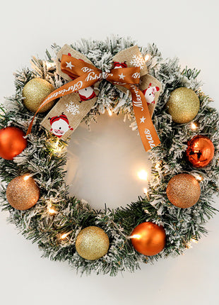 60cm Christmas Wreath With Glitter Balls & LED Lights - Festive Holiday Decor
