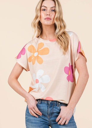 BOMBOM Floral Short Sleeve T-Shirt - MimiStylez