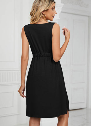 Buttoned Wide Strap Mini Dress - MimiStylez