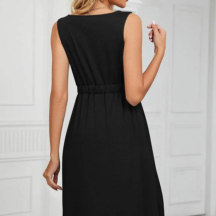 Buttoned Wide Strap Mini Dress - MimiStylez