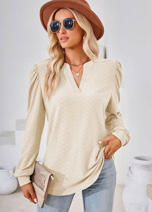 Notched Long Sleeve T-Shirt - MimiStylez