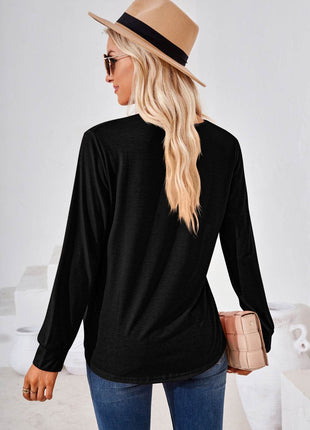 Square Neck Ruched Long Sleeve Blouse - MimiStylez