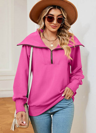 Half Zip Lantern Sleeve Sweatshirt - MimiStylez